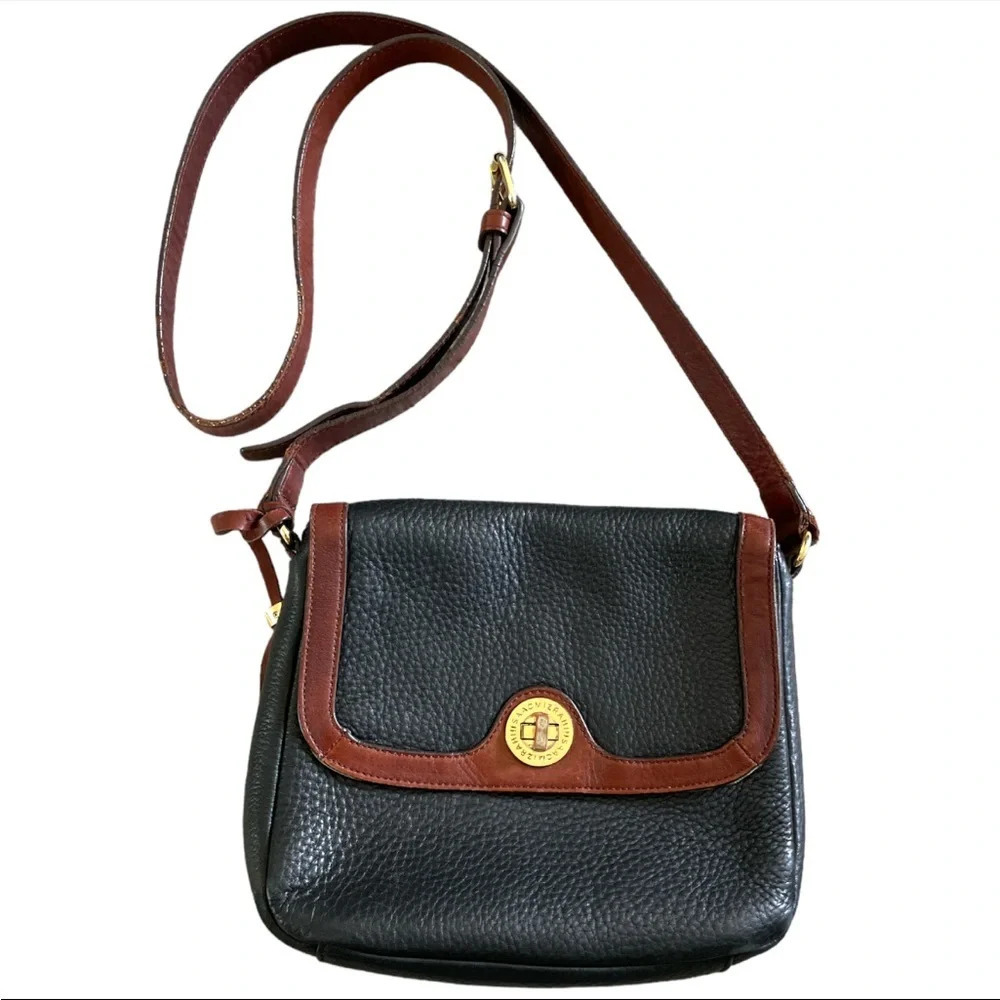 Vintage Isaac Mizrahi pebbled leather two tone crossbody bag
